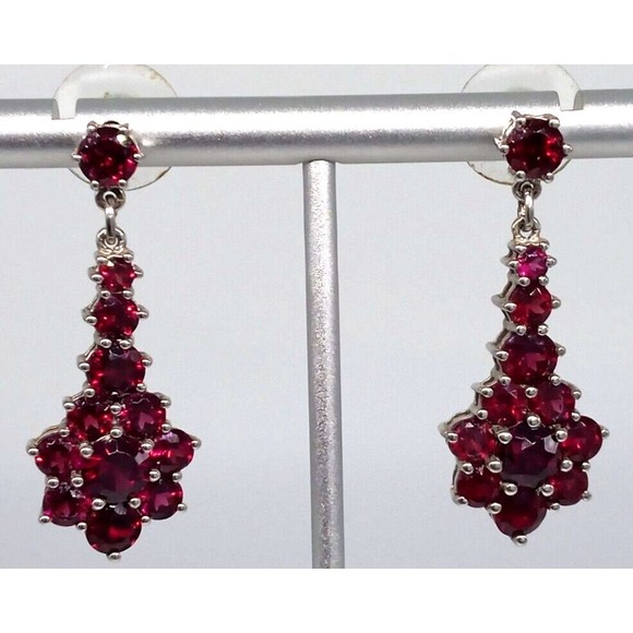 Pink Gemstone Chuck Clemency Earrings STS 925 Sterling Silver Dangle Sparkly! - Picture 6 of 12